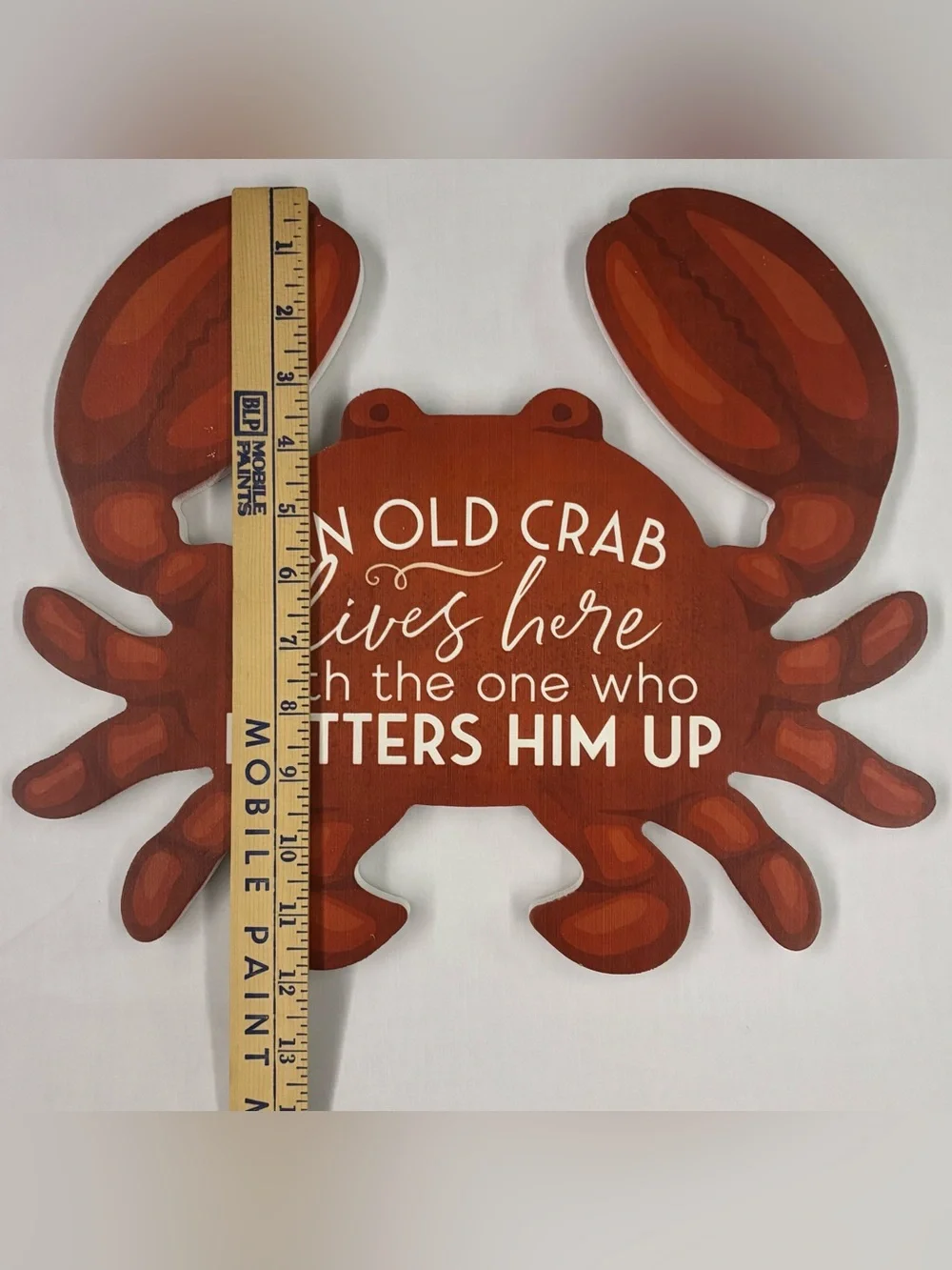 Wood Crab Sign Wall Art An Old Crab Lives Here Nautical Beach House Decor Funny
